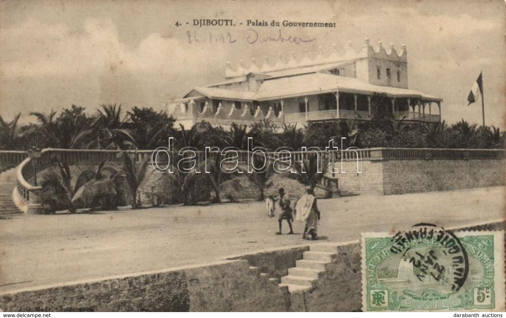 T3 1912 Djibouti, Palais Du Gouvernement / Government Palace. TCV Card (fl) - Non Classés