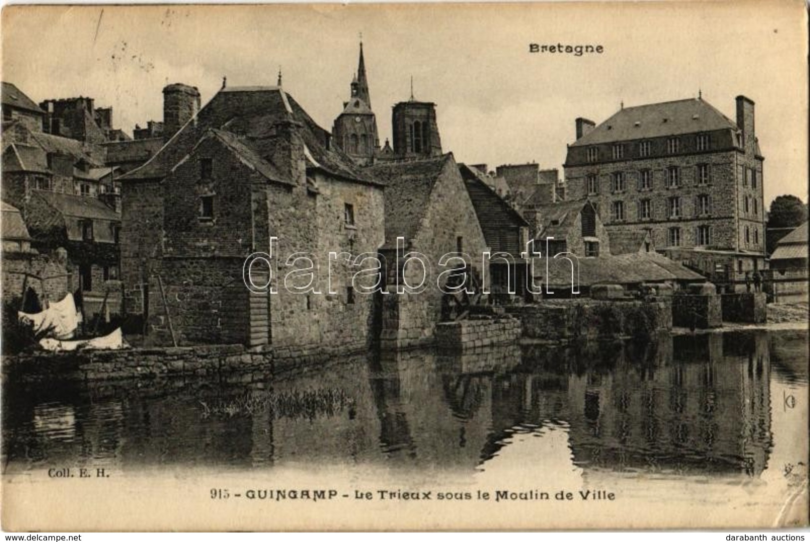 * T2/T3 1915 Guingamp, Le Trieux Sous Le Moulin De Ville / River, Watermill (EK) - Non Classés