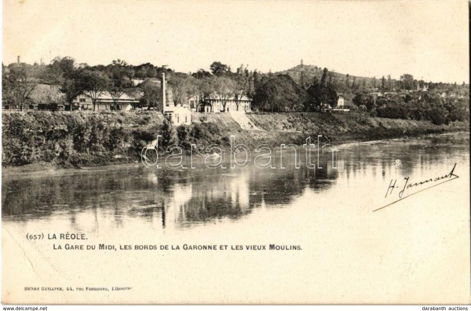 T2/T3 1904 La Réole, La Gare Du Midi, Les Bords De La Garonne Et Les Vieux Moulins / Railway Station, Riverbank, Watermi - Zonder Classificatie