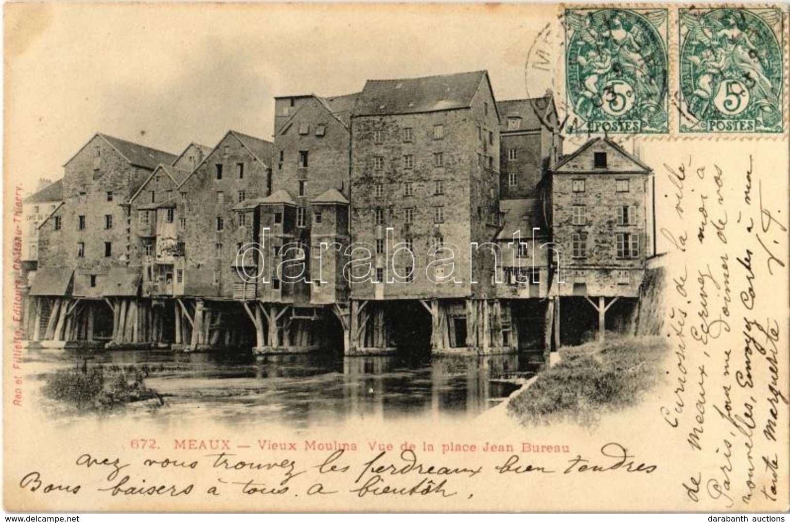 T2 1903 Meaux, Vieux Moulins, Vue De La Place Jean Bureau / Old Watermills. TCV Card - Zonder Classificatie