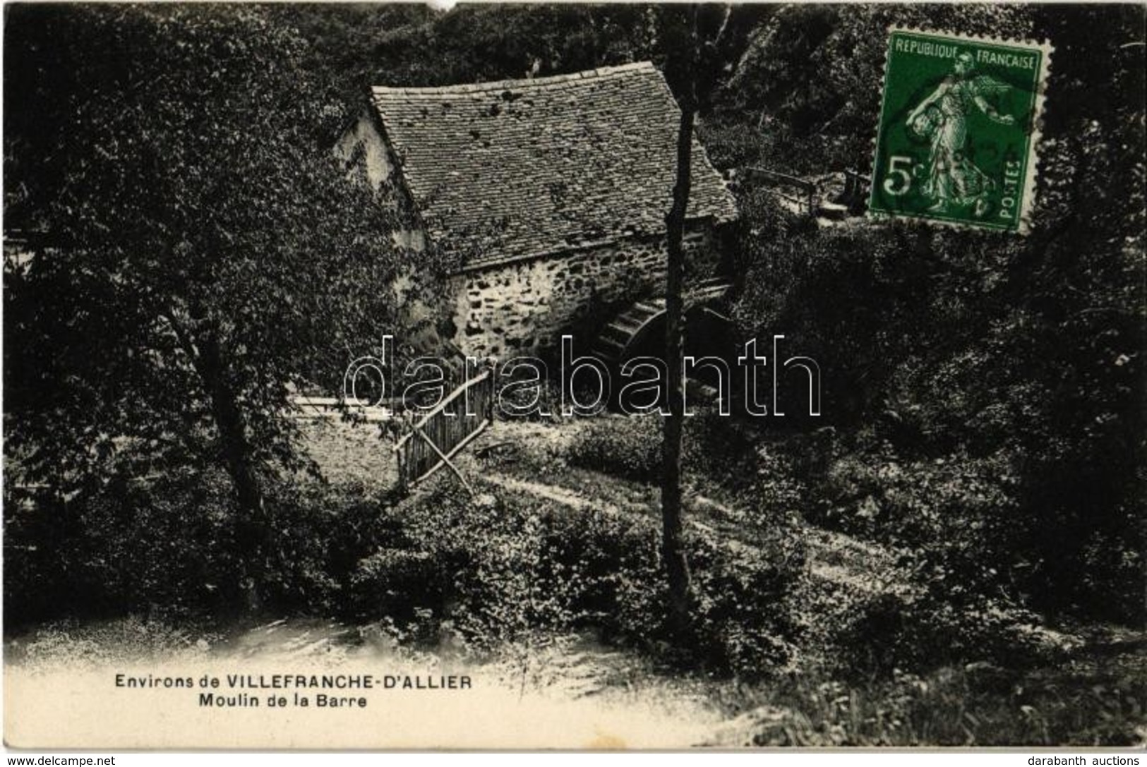 T2/T3 1912 Villefranche-d'Allier, Moulin De La Barre / Watermill. TCV Card (small Tear) - Zonder Classificatie