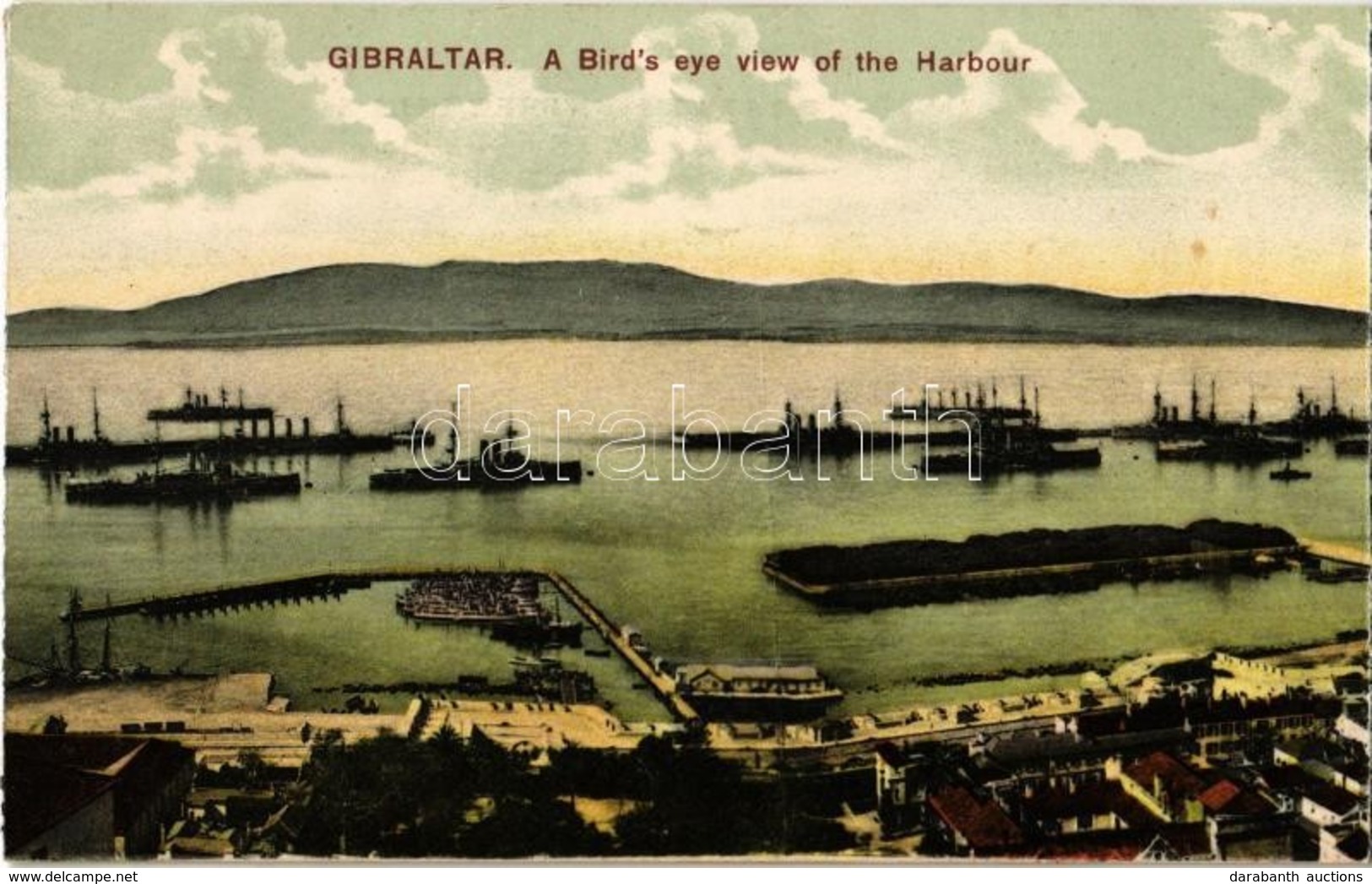 ** T2/T3 Gibraltar, A Bird's Eye View Of The Harbour, Warships - Unclassified