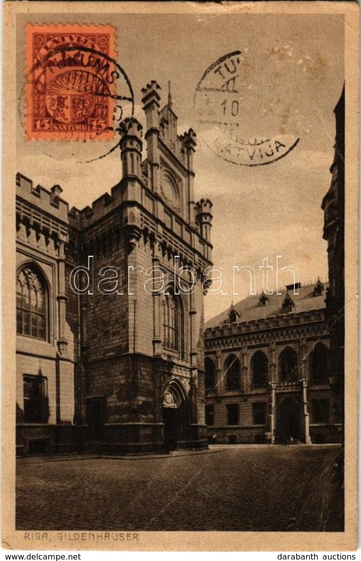 * T3 1930 Riga, Gildenhauser / Guildhouses. TCV Card (small Tear) - Sin Clasificación