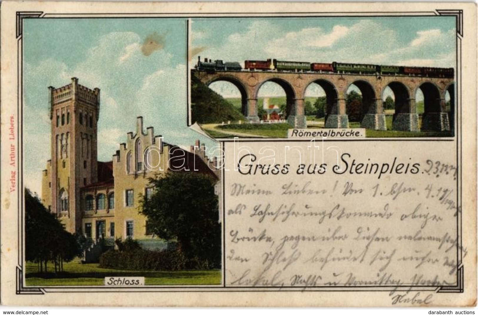 T2 Steinpleis (Werdau), Römertalbrücke, Schloss / Viaduct, Railway Bridge With Locomotive, Castle - Sin Clasificación