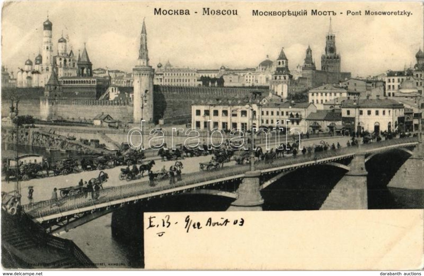 T2/T3 1903 Moscow, Moskau, Moscou; Pont Moscworetzky / Moskvoretsky Bridge, Kremlin. Knackstedt & Näther Lichtdruckerei  - Zonder Classificatie
