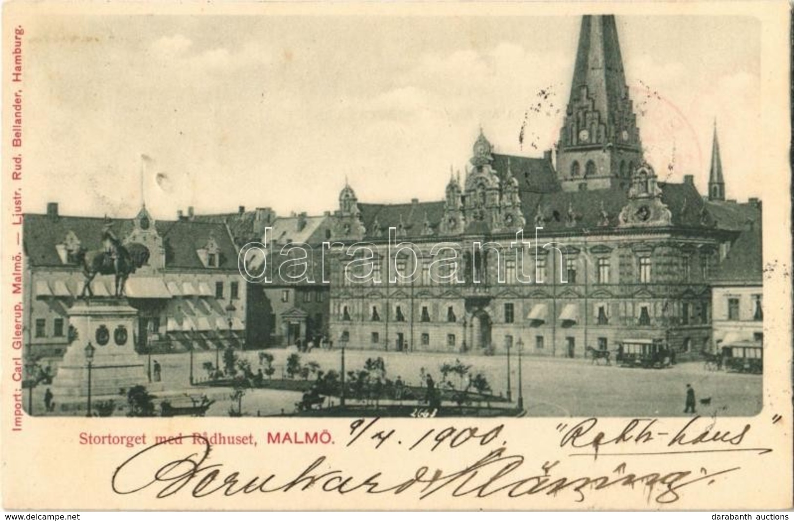 T2 1900 Malmö, Stortorget Med Radhuset / Main Square, Town Hall - Zonder Classificatie