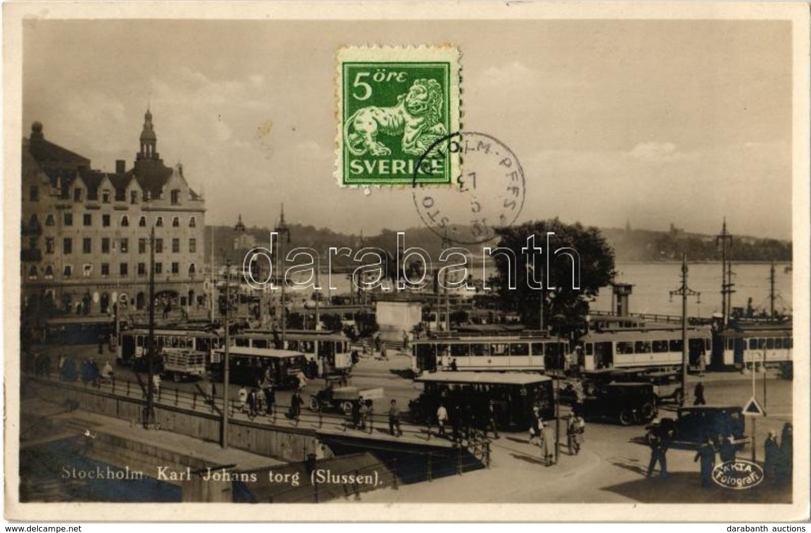 T2 1931 Stockholm, Karl Johans Torg (Slussen) / Square, Trams, Automobiles. TCV Card - Non Classés