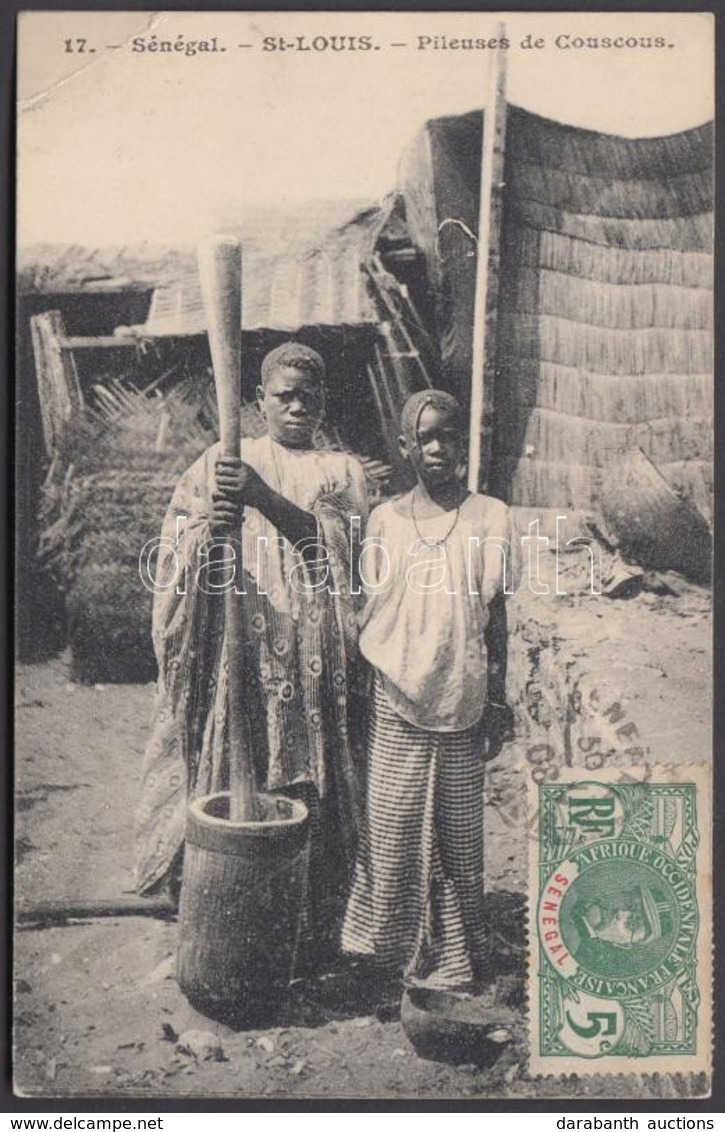 T3 1908 Saint-Louis, Pileuses De Couscous / Children Making Couscous, Folklore. TCV Card (EK) - Ohne Zuordnung