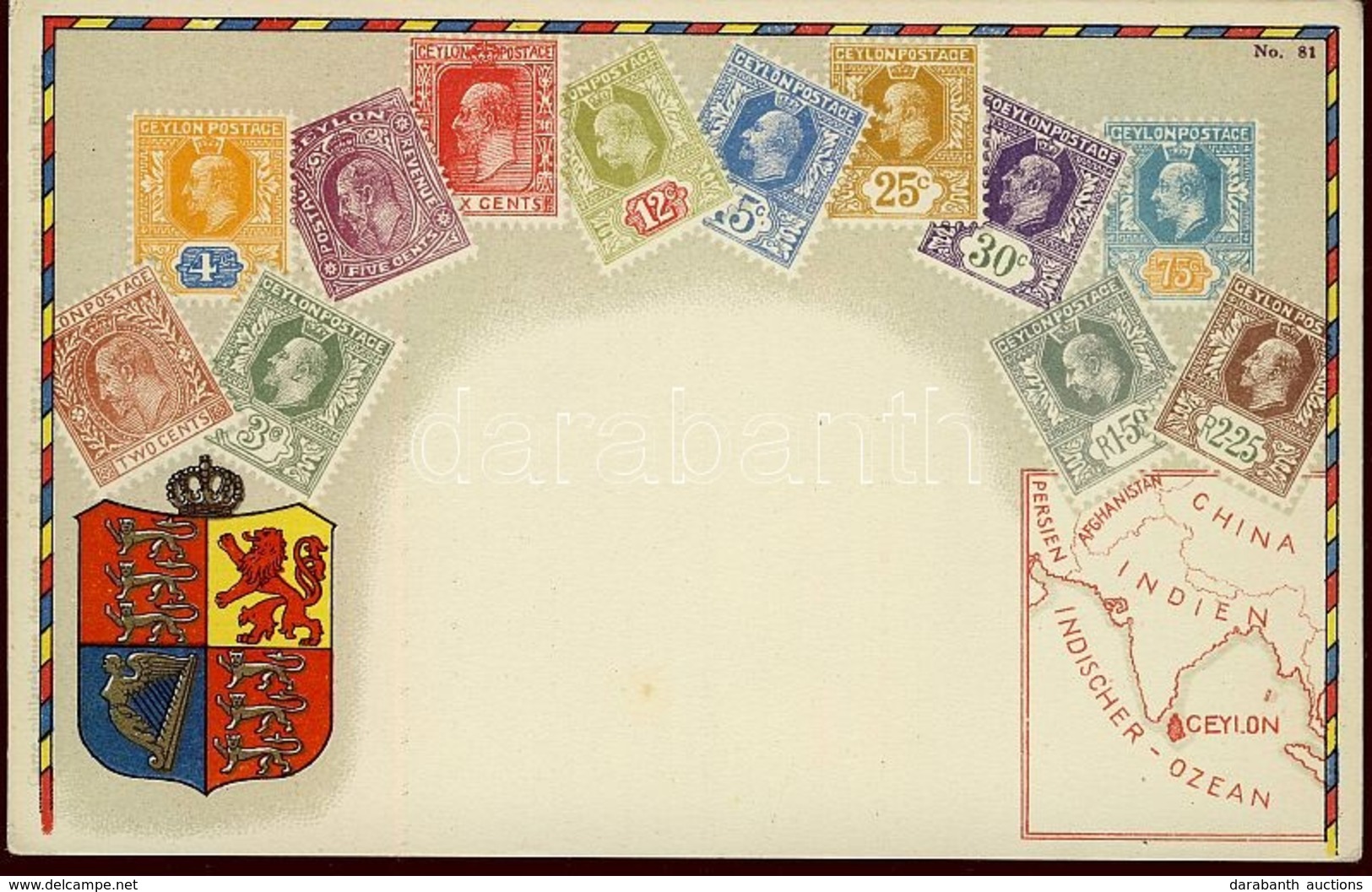 ** T2 Stamps Of Ceylon, Coat Of Arms, Golden Decoration, Litho - Unclassified