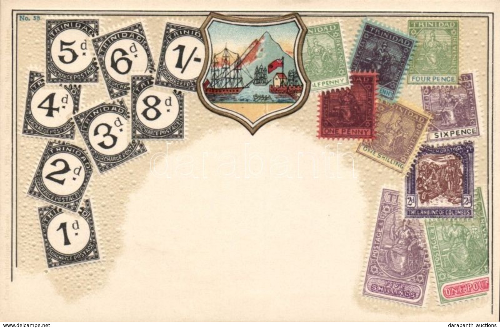 ** T3 Stamps Of Trinidad, Golden Decoration, Emb. Litho (pinholes) - Non Classés
