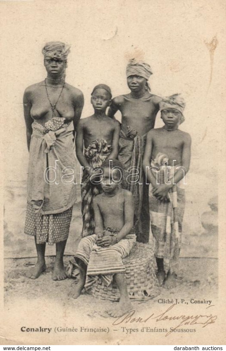 T2/T3 1906 Conakry, Types D'Enfants Soussous / Susu Children, Guinean Folklore (small Tear) - Zonder Classificatie