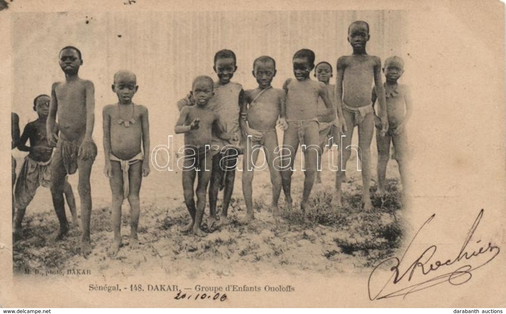 T2/T3 1908 Dakar, Groupe D'Enfants Ouloffs / Ouoloff Children, Senegalese Folklore (EK) - Non Classés