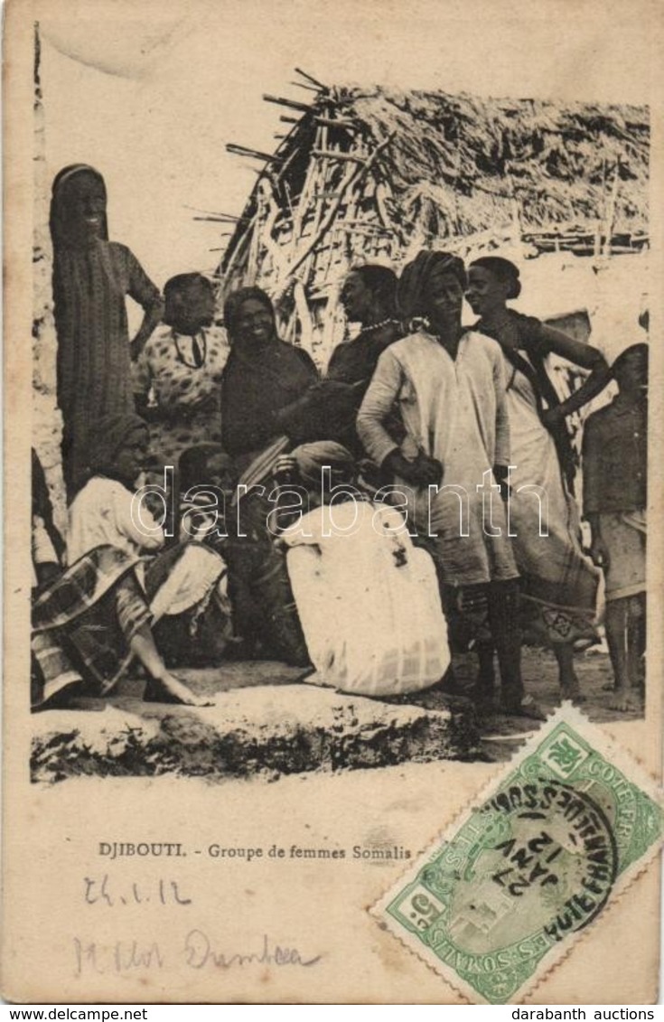 T2/T3 1912 Djibouti, Groupe De Femmes Somalis / Somali Women, Folklore. TCV Card (fl) - Sin Clasificación