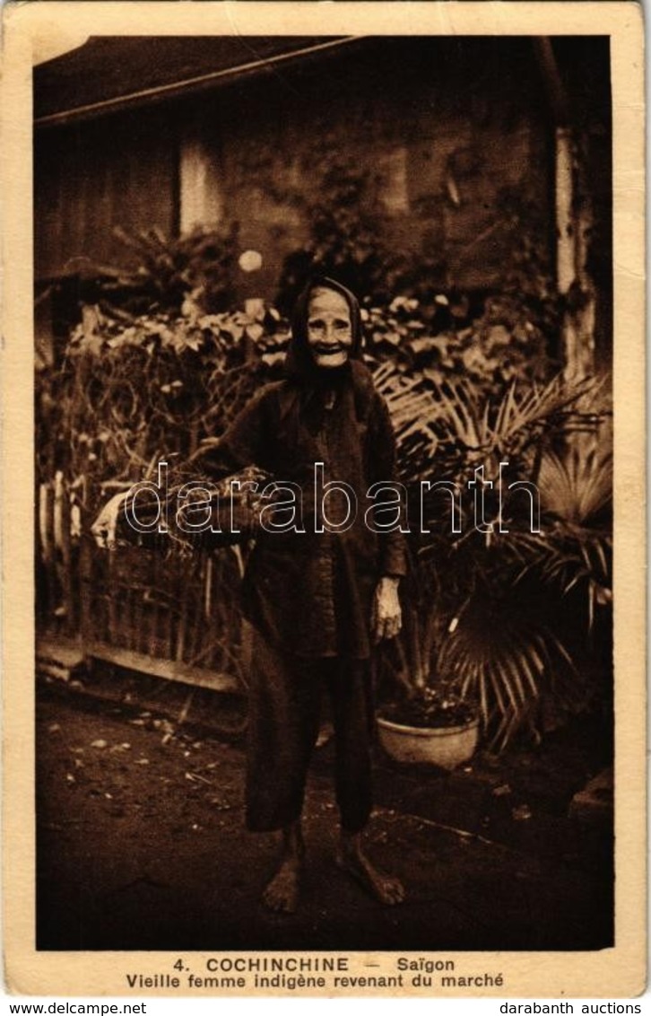 ** T3 Saigon, Cochinchine, Vieille Femme Indigene Revenant Du Marché / Old Native Woman Returning From The Market, Vietn - Non Classés