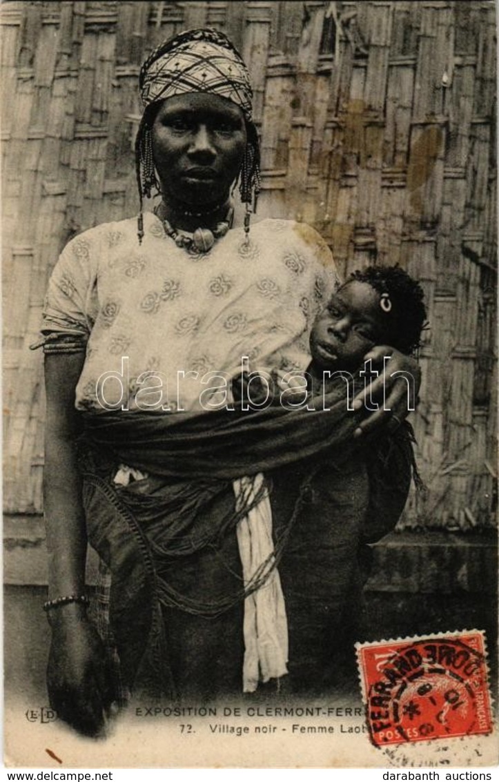 T3 Exposition De Clermont-Ferrand, Village Noir, Femme Laobé / Laobé Woman With Her Child, Senegalese Folklore. TCV Card - Sin Clasificación