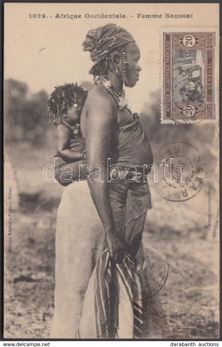 T2 Femme Saussai / Mandingo Woman With Her Child, Senegalese Folklore. TCV Card - Sin Clasificación