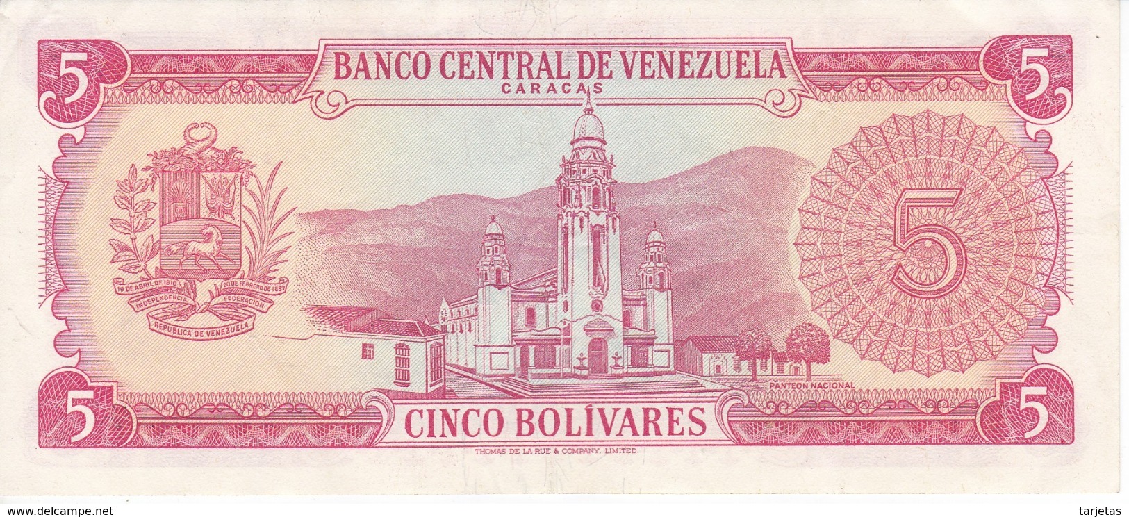 BILLETE DE VENEZUELA DE 5 BOLIVARES DEL AÑO 1971 (BANK NOTE) - Venezuela