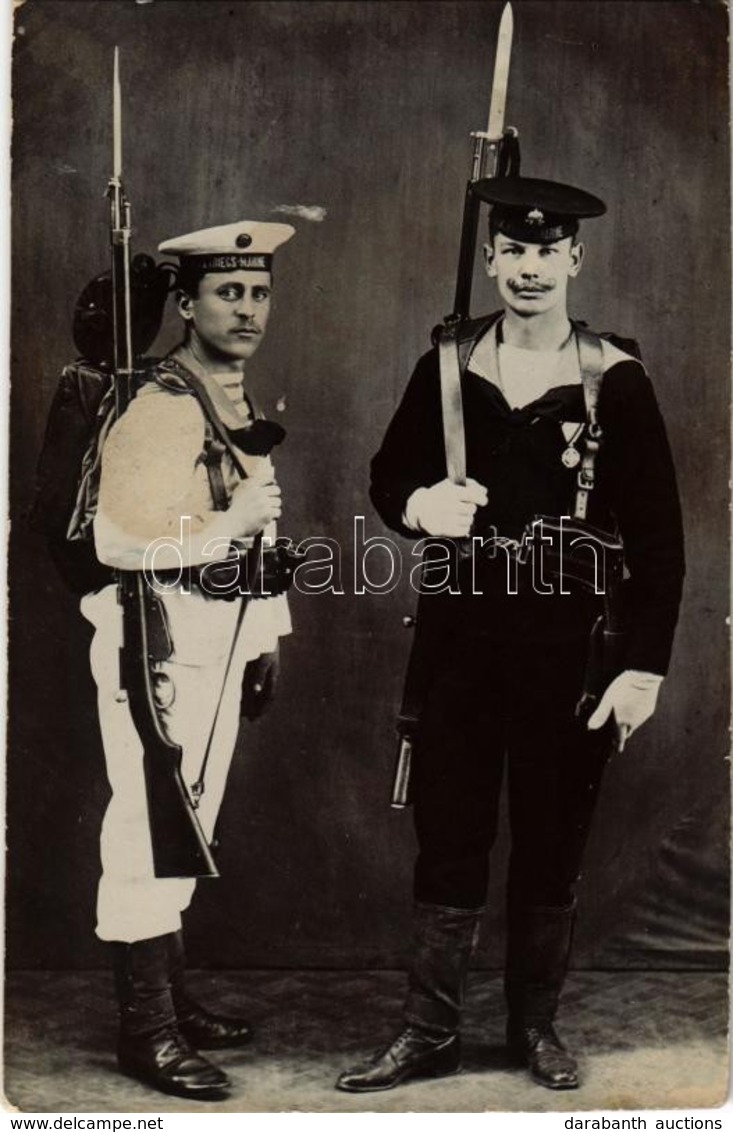 * T2/T3 Osztrák-magyar Matrózok Szuronyos Puskákkal / WWI Austro-Hungarian Navy K.u.K. Kriegsmarine, Mariners With Rifle - Sin Clasificación