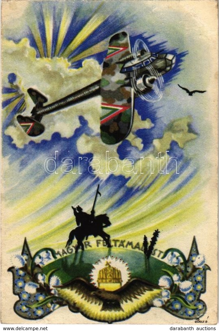 * T2/T3 1944 Magyar Feltámadást! / Hungarian Irredenta Propaganda Art Postcard, Military Aircraft S: Bozó (EK) - Non Classés