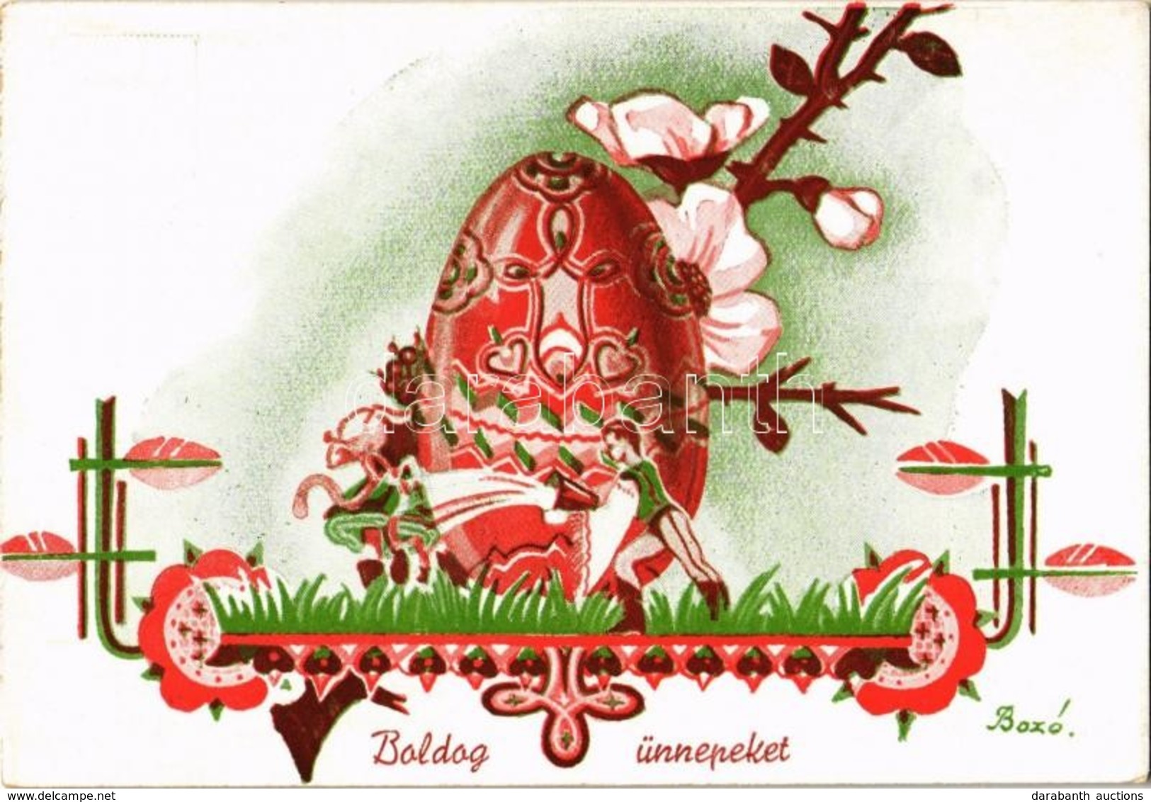 ** T2 Boldog Ünnepeket! / Hungarian Irredenta Easter Greeting Art Postcard S: Bozó - Ohne Zuordnung