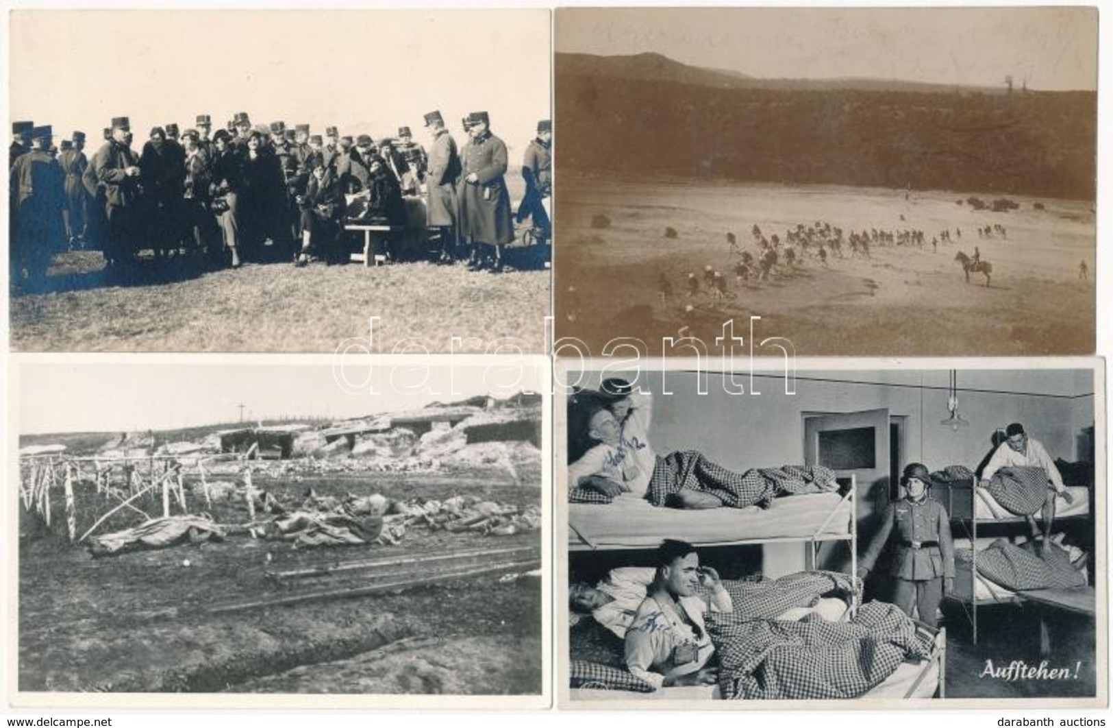 * 6 Db RÉGI Katonai Motívumlap, 3 Fotóval / 6 Pre-1945 Military Motive Postcards With 2 Photos - Zonder Classificatie