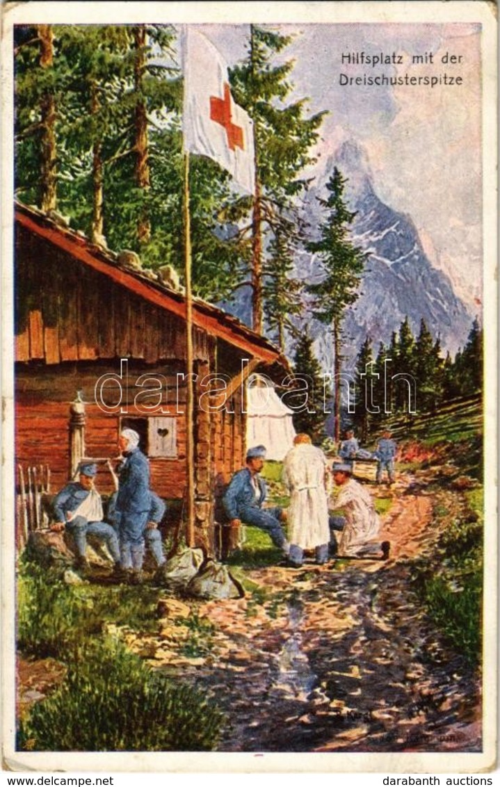 T2/T3 Hilfsplatz Mit Der Dreischusterspitze / WWI K.u.k. Military Art Postcard. Offizielle Karte Für Rotes Kreuz Kriegsf - Ohne Zuordnung