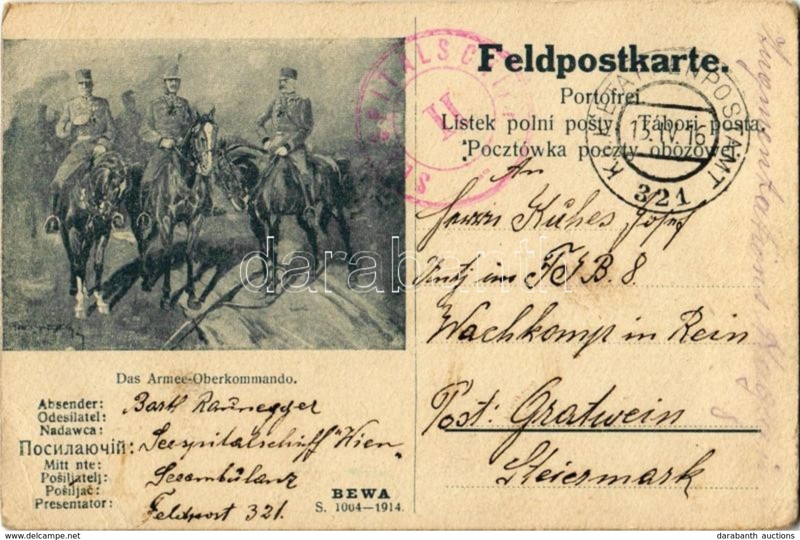 T3 1916 Das Armee-Oberkommando. Feldpostkarte  / WWI Military Art Postcard (EB) - Zonder Classificatie