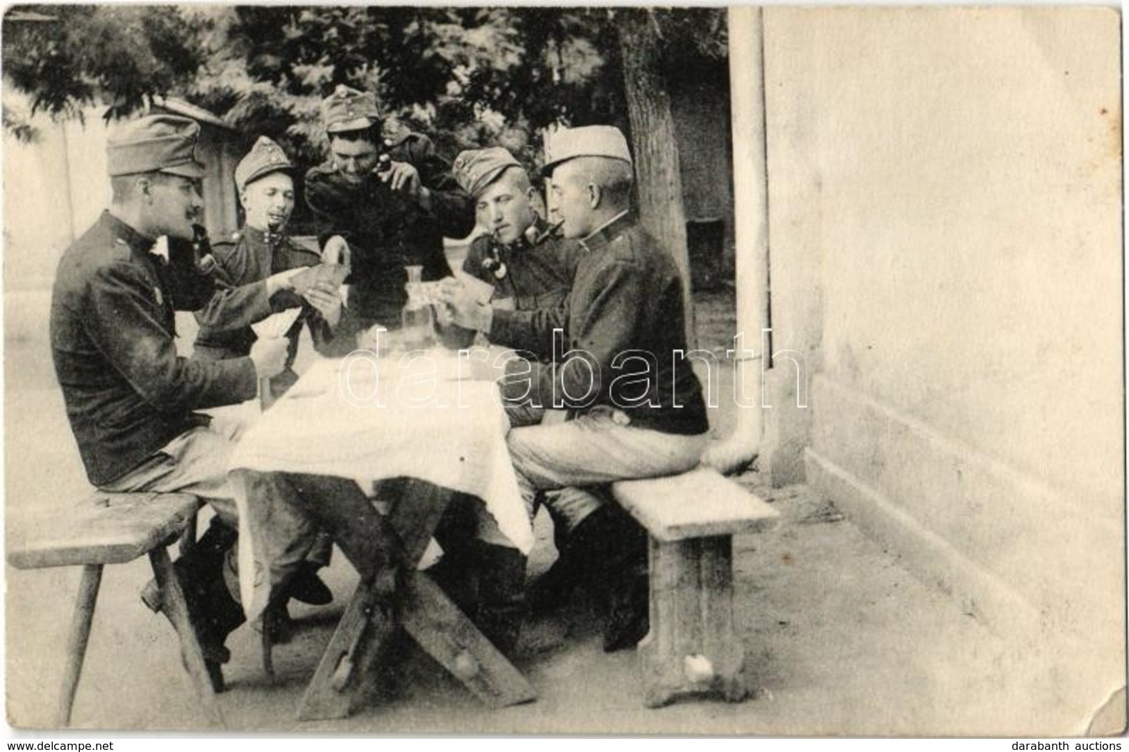 * T2/T3 Kártyázó és Pipázó Katonák / K.u.K. Soldiers Playing Cards And Smoking Pipes (EK) - Non Classés