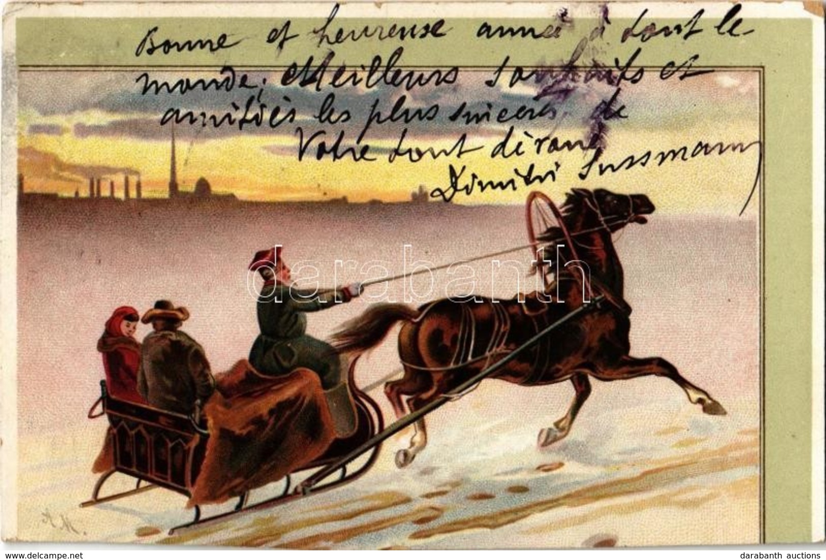 T3/T4 1903 Sleigh Ride, Litho S: A.M. (cut) - Sin Clasificación