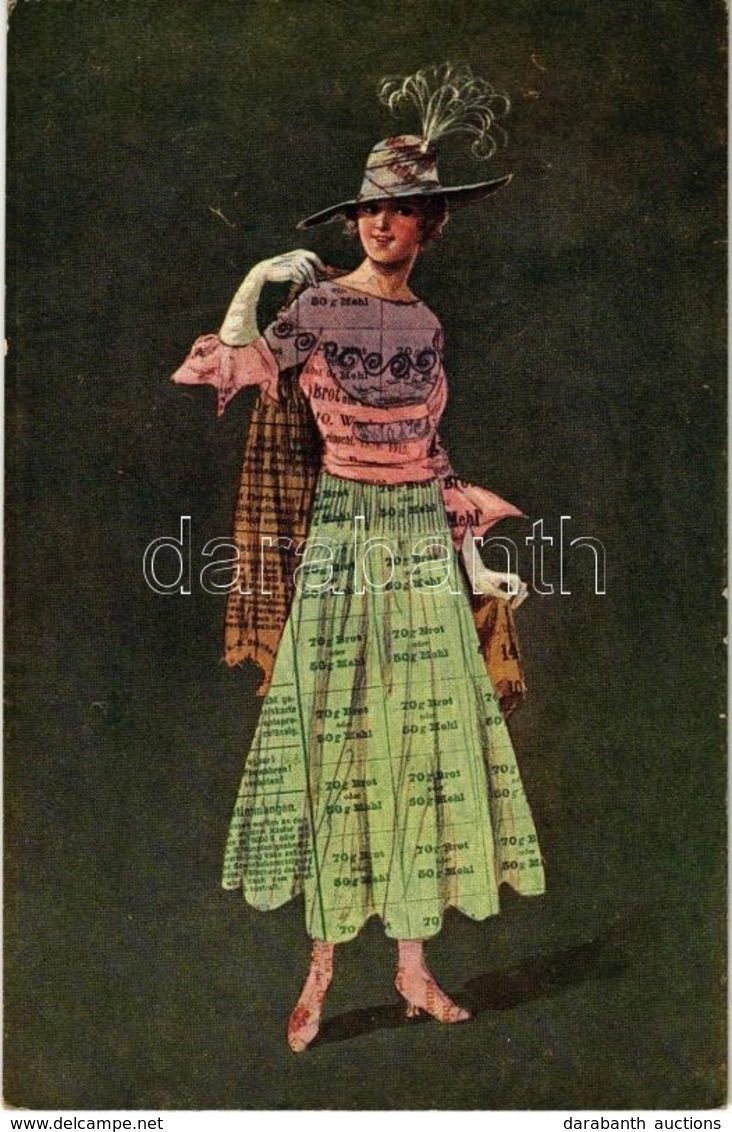 * T1/T2 Fashion Lady In '70 G Brot Oder 50 G Mehl' Dress. K. Ph. W. II. 573. - Sin Clasificación