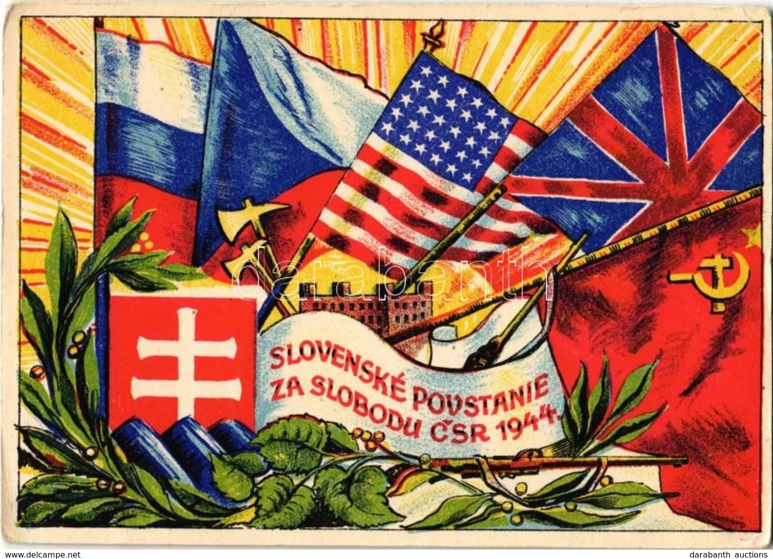 ** T2/T3 Slovenské Povstanie Za Slobodu CSR 1944 / Slovak National Uprising Propaganda Card (EK) - Non Classés