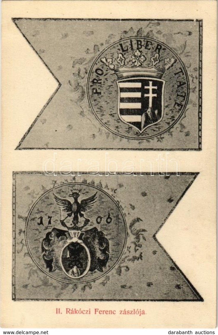 ** T1 II. Rákóczi Ferenc Zászlója. Pro Libertate / Hungarian Patriotic Propaganda Postcard With Flags - Unclassified