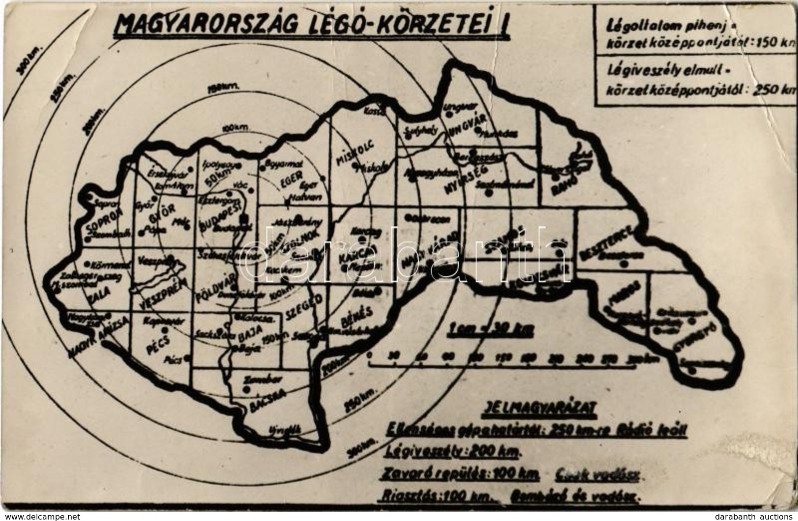 ** T3 Magyarország Légoltalmi Körzetei Térképen / WWII Hungarian Passive Air Defence Map. Photo (EB) - Zonder Classificatie
