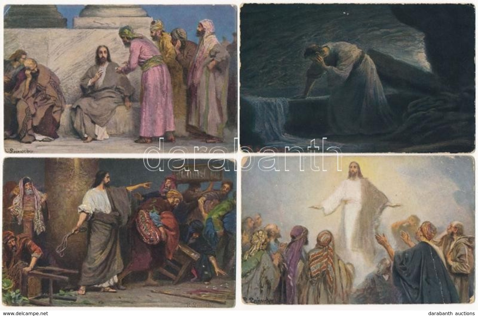 ** * 11 Db Régi Bibliai Témájú Művészlap Rob. Leinweber Aláírásával / 11 Pre-1945 Bible Themed Art Postcards Signed By R - Ohne Zuordnung