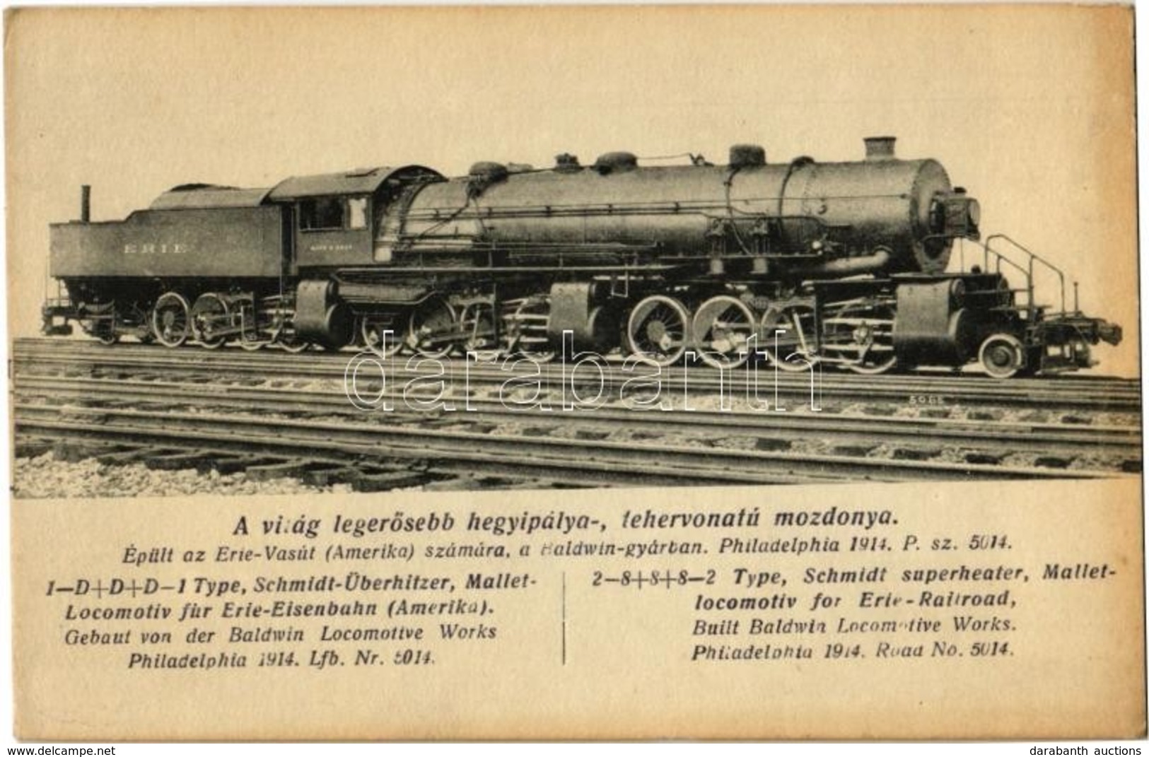 ** T2 A Világ Legerősebb Hegyipálya-, Tehervonatú Mozdonya. Épült Az Erie-Vasút (Amerika) Számára, A Baldwin-gyárban 191 - Ohne Zuordnung