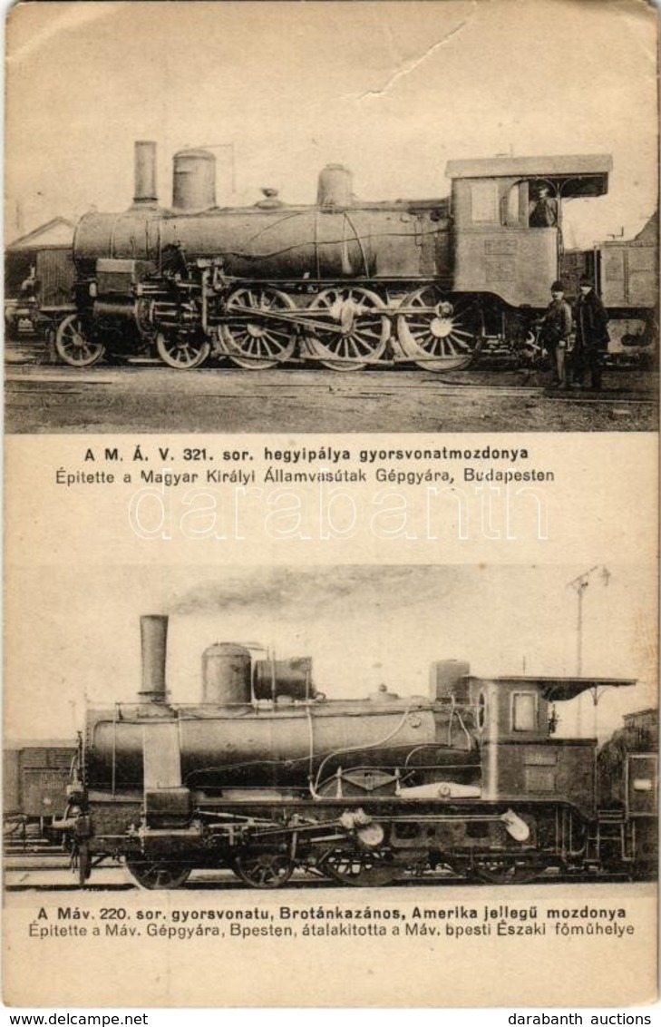 ** T2/T3 MÁV 321. Sor. Hegyipálya Gyorsvonatmozdonya és MÁV 220. Sor. Gyorsvonatú, Brotán-kazános Amerikai Jellegű Mozdo - Zonder Classificatie