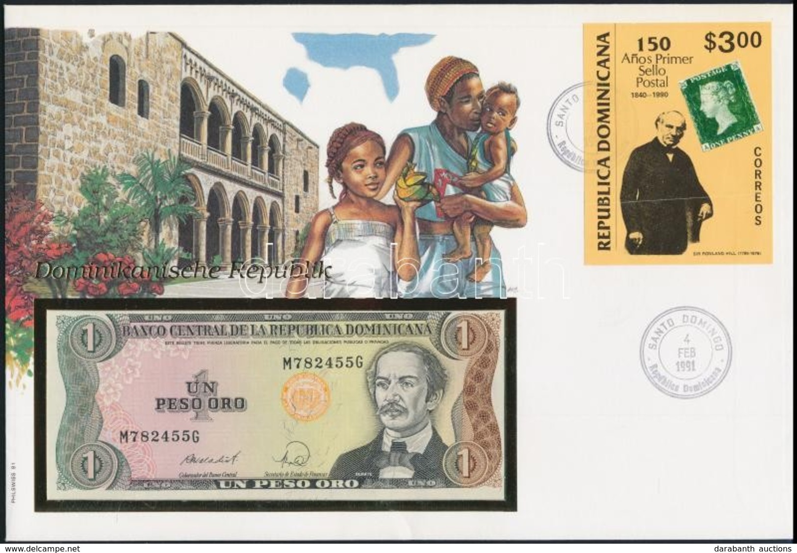 Dominikai Köztársaság 1988. 1P Borítékban, Alkalmi Bélyeggel és Bélyegzéssel T:I
Dominican Republic 1988. 1 Peso In Enve - Unclassified