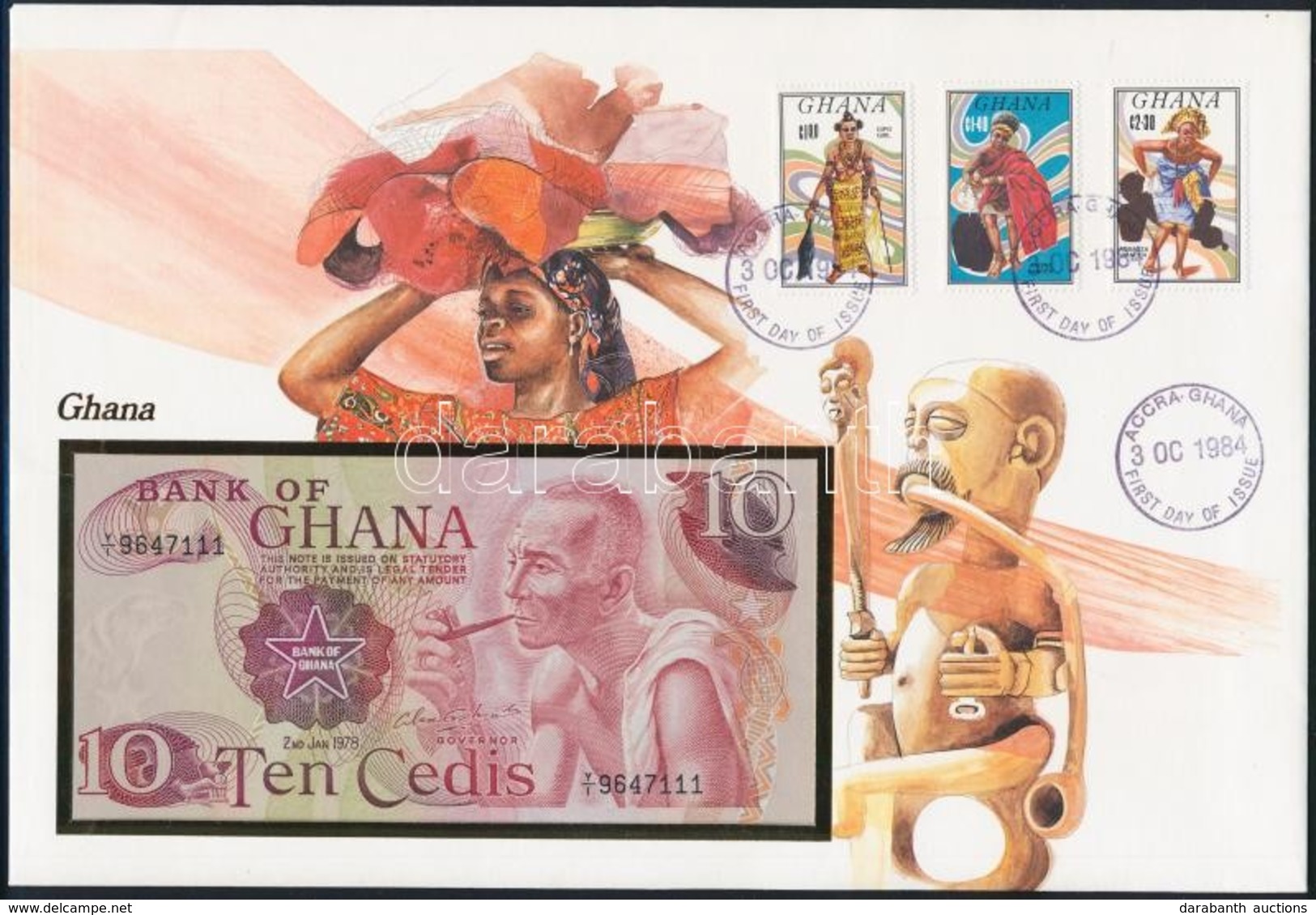 Ghána 1978. 10C Borítékban, Alkalmi Bélyeggel és Bélyegzéssel T:I
Ghana 1978. 10 Cedis In Envelope With Stamps And Cance - Zonder Classificatie