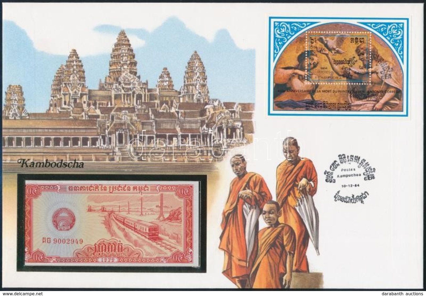 Kambodzsa 1979. 1/2R Borítékban, Alkalmi Bélyeggel és Bélyegzéssel T:I
Cambodia 1979. 1/2 Riel In Envelope With Stamps A - Unclassified