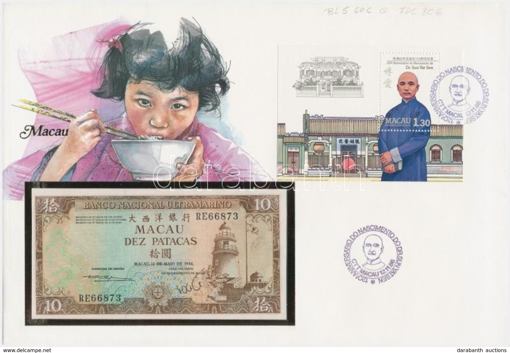 Makaó 1984. 10P Borítékban, Alkalmi Bélyeggel Bélyegzésekkel T:I
Macau 1984. 10 Patacas In Envelope With Stamps C:UNC - Zonder Classificatie