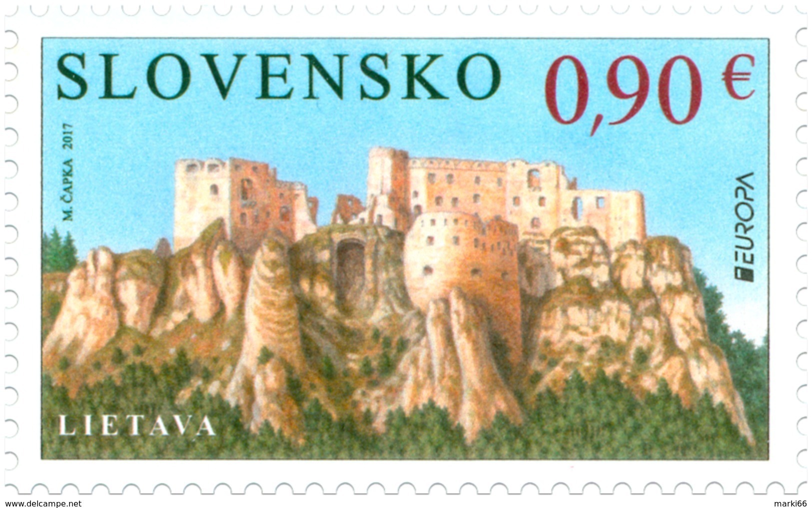 Slovakia - 2017 - Europa CEPT - Castles And Palaces - Lietava - Mint Stamp - Nuovi
