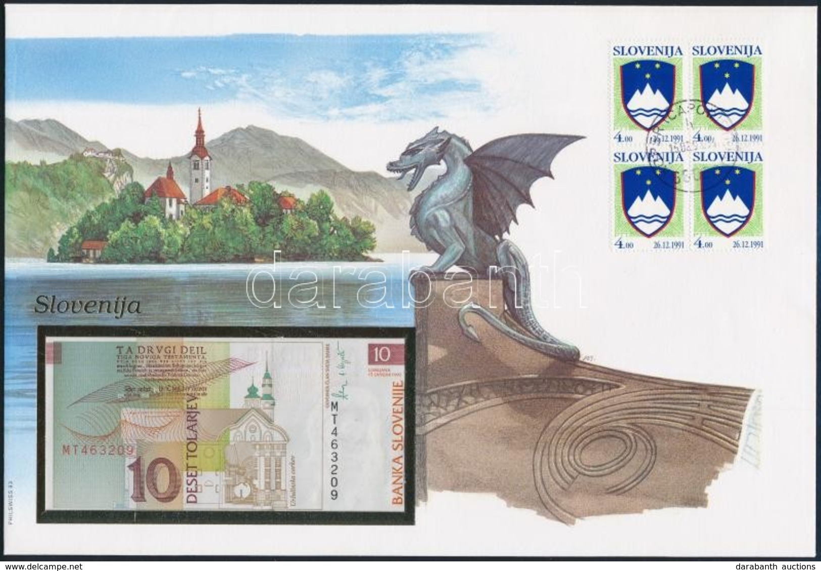 Szlovénia 1992. 10T Borítékban, Alkalmi Bélyeggel és Bélyegzéssel T:I
Slovenia 1992. 10 Tolarjev In Envelope With Stamps - Sin Clasificación