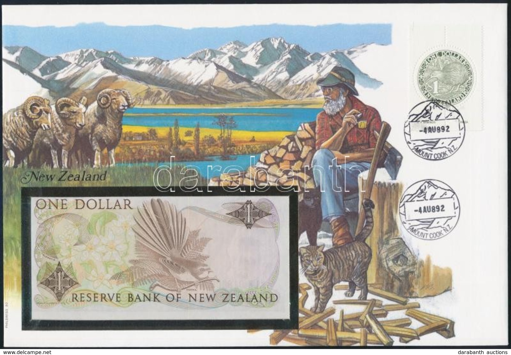 Új-Zéland 1985-1989. 1$ Borítékban, Alkalmi Bélyeggel és Bélyegzéssel T:I
New Zealand 1985-1989. 1 Dollar In Envelope Wi - Non Classés