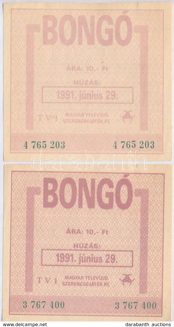 1991. 'Bongó' Sorsjegy (2x) T:I- - Non Classés