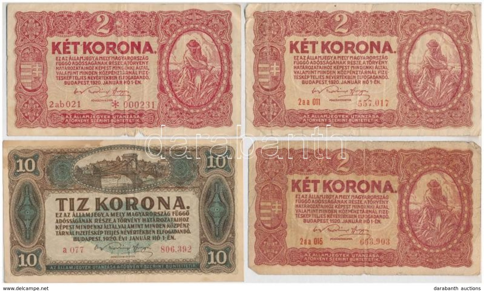 1913-1920. 10db-os Vegyes Magyar Korona Bankjegy Tétel T:III-IV - Unclassified