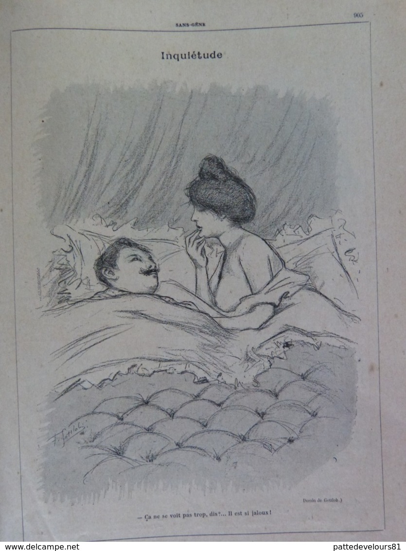 Revue "Sans-Gêne" 1902 Grivoise Femme Lady Glamour Prostituée Catin Cocu Cuckold Cornard Erotique Humour (4 Scans) - 1900 - 1949