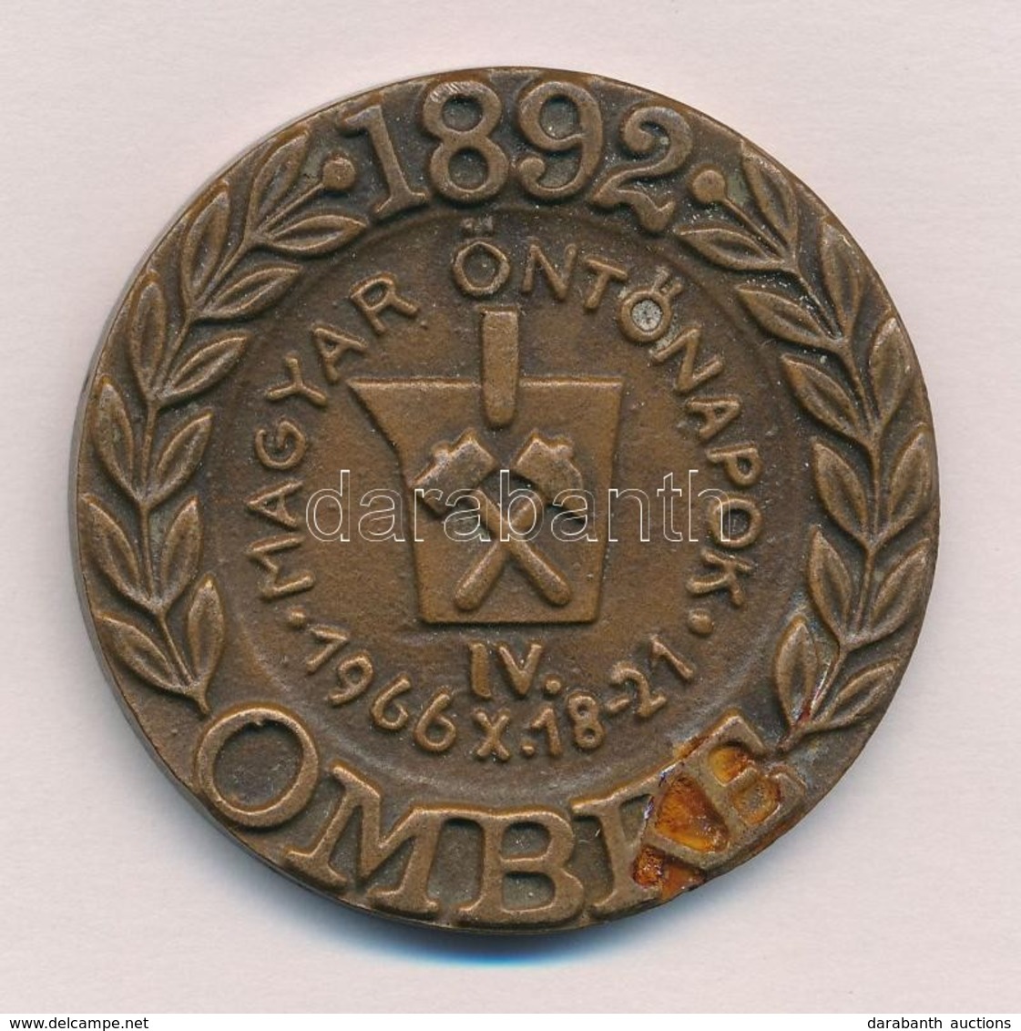 1966. 'OMBKE (Országos Magyar Bányászati és Kohászati Egyesület) - Magyar Öntőnapok' Br Emlékérem (49mm) T:1-,2 Oxidáció - Zonder Classificatie