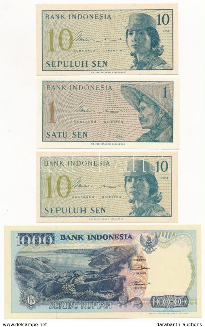 Indonézia 1964. 1s + 10s (2x) + 1977. 100R (2x) + 1992. 1000R T:I,I- Egyiken Fo.
Indonesia 1964. 1 Sen + 10 Sen (2x) + 1 - Zonder Classificatie