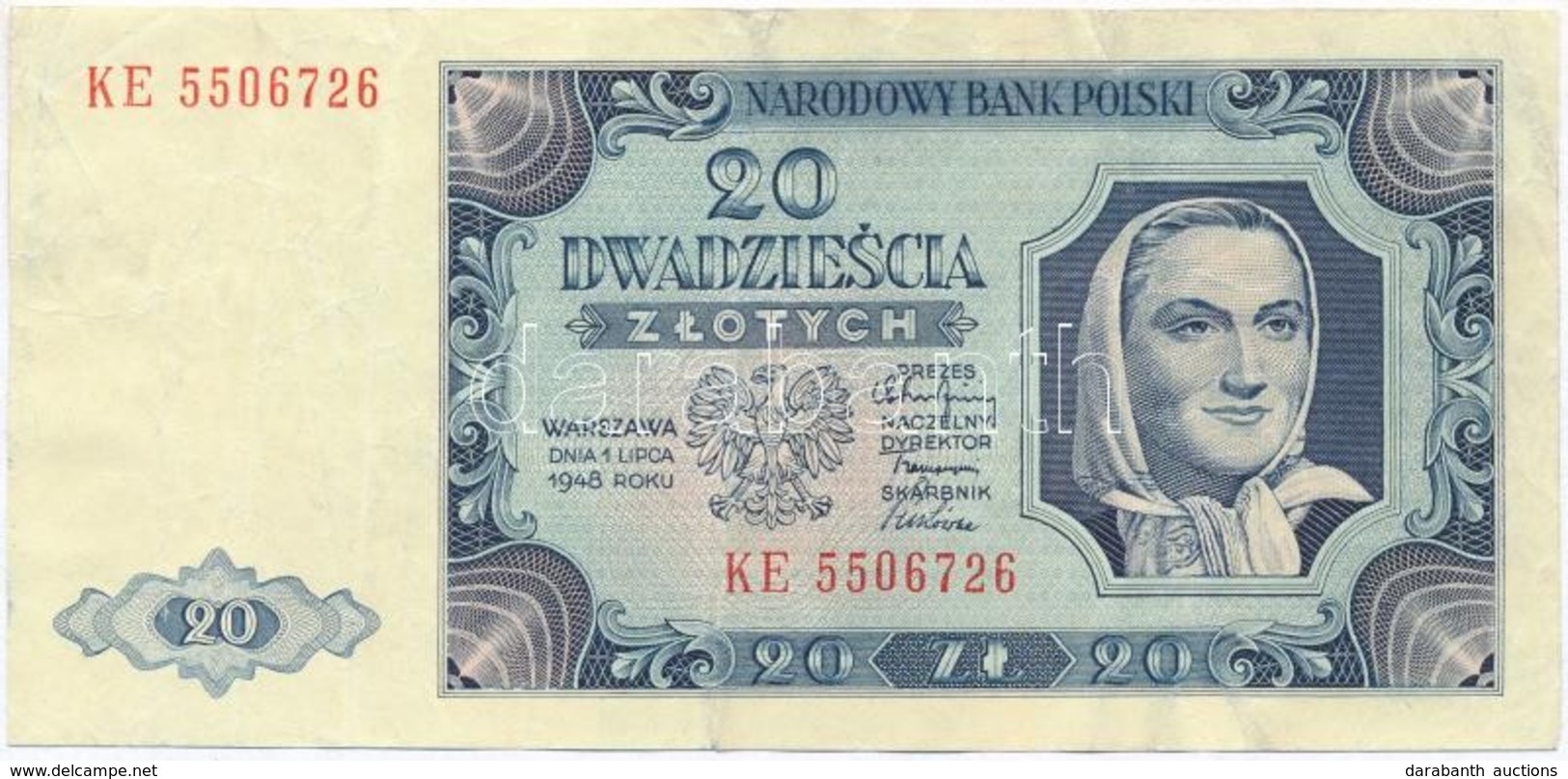 Lengyelország 1948. 20Zl T:III-
Poland 1948. 20 Zlotych C:VG - Ohne Zuordnung