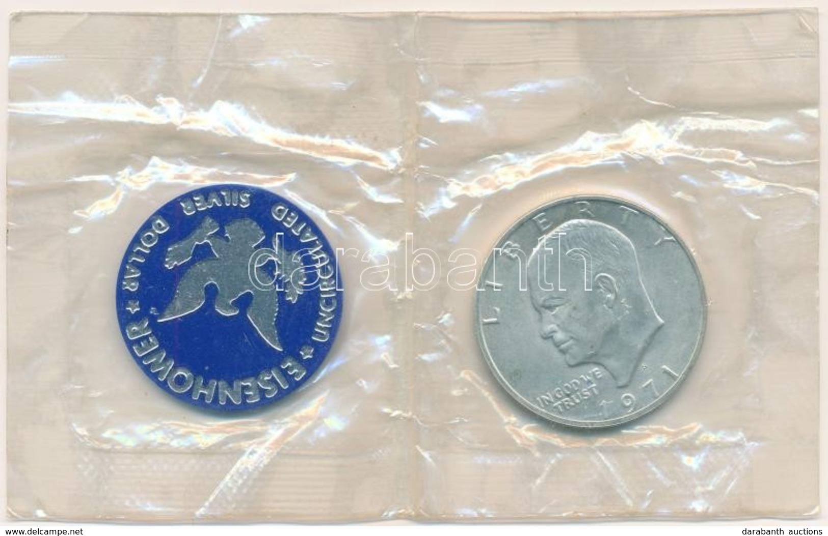 Amerikai Egyesült Államok 1971S 1$ Ag 'Eisenhower' + 'Eisenhower Uncirculated Silver Dollar' Műanyag Zseton, Fóliatokban - Zonder Classificatie